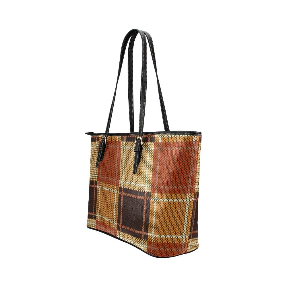 Women’s Shoulder Bag, Brown Checker Double Handle Handbag by inQue.Style