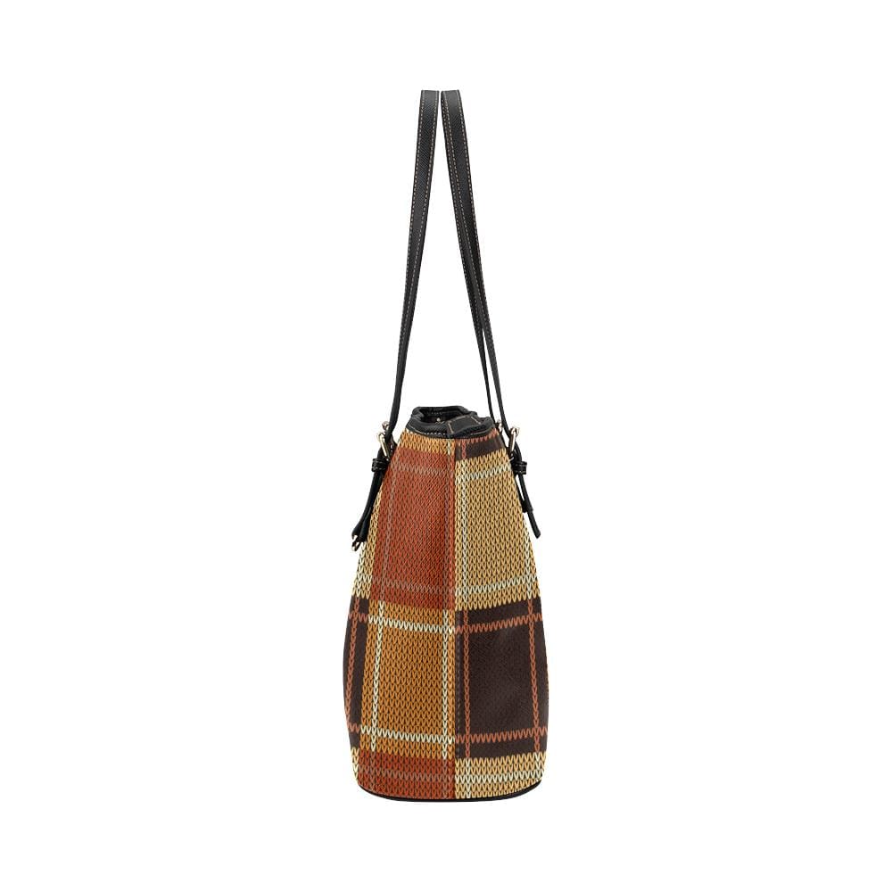 Women’s Shoulder Bag, Brown Checker Double Handle Handbag by inQue.Style