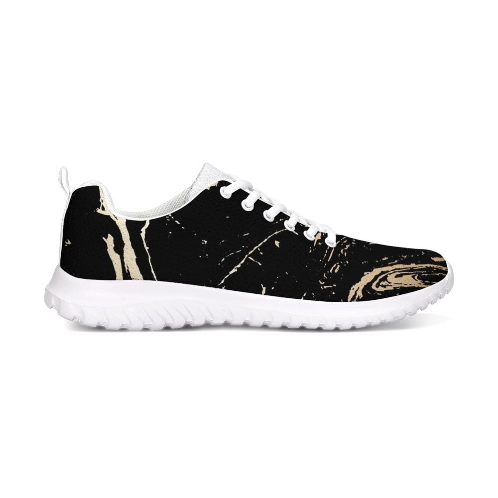 Womens Sneakers - Black and Gold Swirl Style Canvas Sports Shoes / Running by inQue.Style