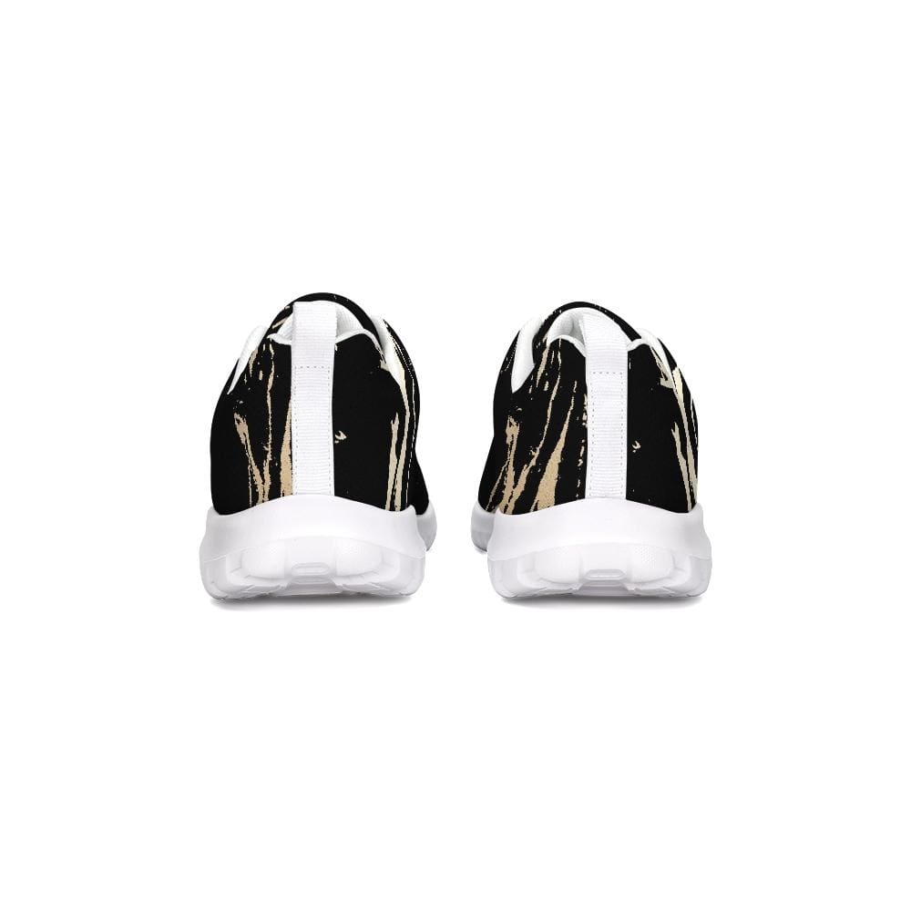 Womens Sneakers - Black and Gold Swirl Style Canvas Sports Shoes / Running by inQue.Style