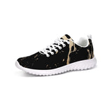 Womens Sneakers - Black and Gold Swirl Style Canvas Sports Shoes / Running by inQue.Style