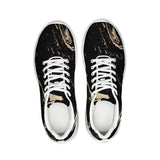 Womens Sneakers - Black and Gold Swirl Style Canvas Sports Shoes / Running by inQue.Style