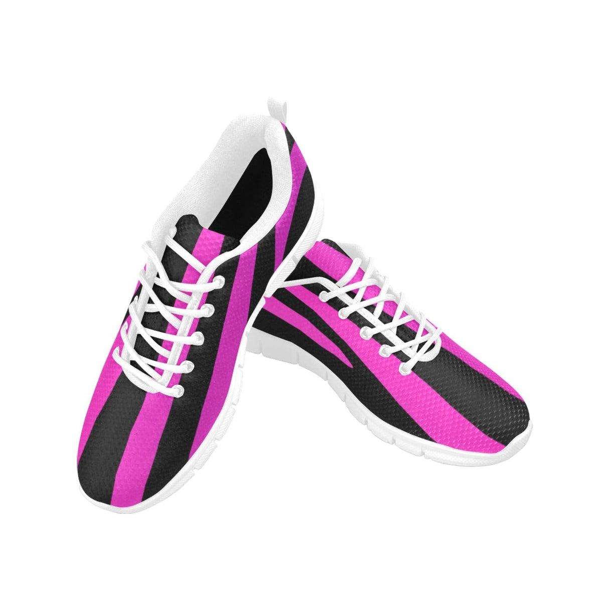 Womens Sneakers, Black and Purple Stripe Running Shoes by inQue.Style