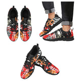 Womens Sneakers, Black and White Abstract Print Running Shoes by inQue.Style