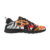 Womens Sneakers, Black and White Abstract Print Running Shoes by inQue.Style