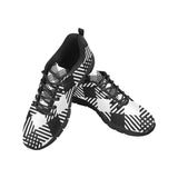 Womens Sneakers, Black and White Plaid Print Running Shoes by inQue.Style