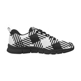 Womens Sneakers, Black and White Plaid Print Running Shoes by inQue.Style