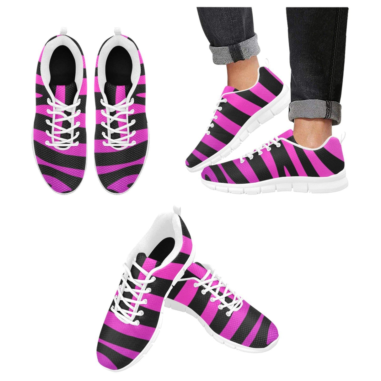 Womens Sneakers, Black Strip and Purple Running Shoes by inQue.Style