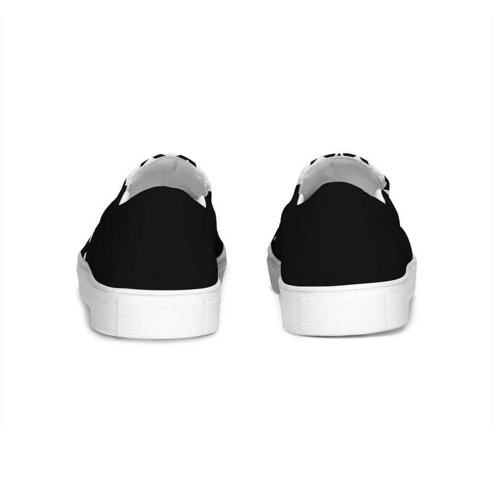 Womens Sneakers - Black & White Ichthys Style Low Top Slip-on Canvas Shoes by inQue.Style