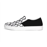 Womens Sneakers - Black & White Ichthys Style Low Top Slip-on Canvas Shoes by inQue.Style