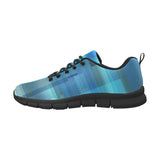 Womens Sneakers, Blue and Black Geometric Print Running Shoes by inQue.Style