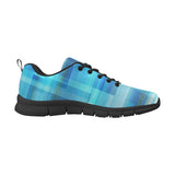 Womens Sneakers, Blue and Black Geometric Print Running Shoes by inQue.Style