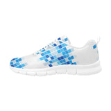 Womens Sneakers, Blue and White Mosaic Print Running Shoes by inQue.Style