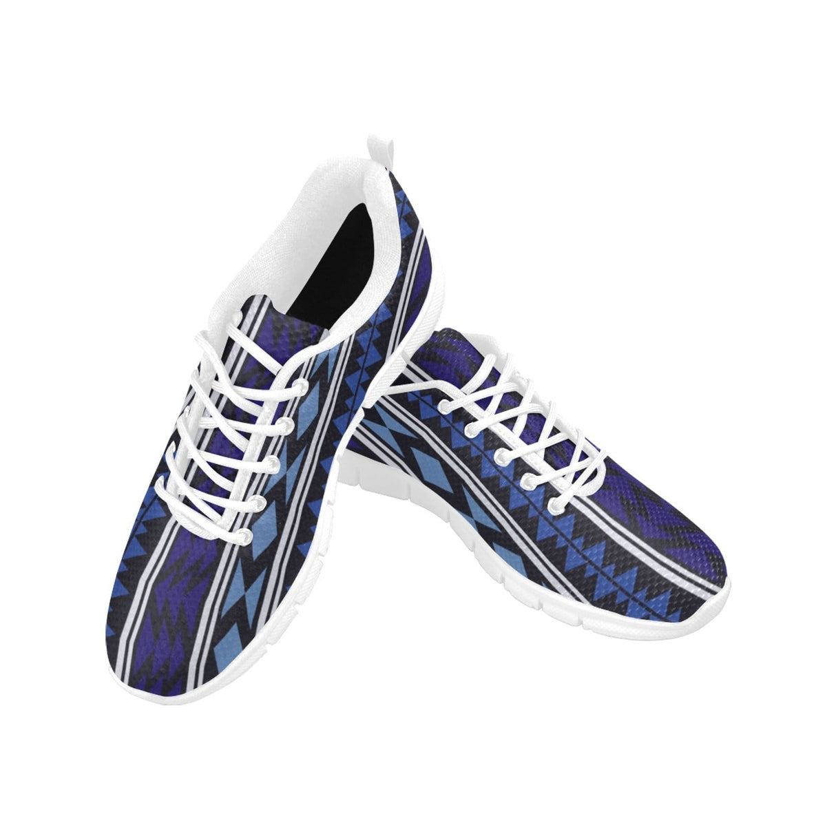 Womens Sneakers, Blue Aztec Print Running Shoes by inQue.Style