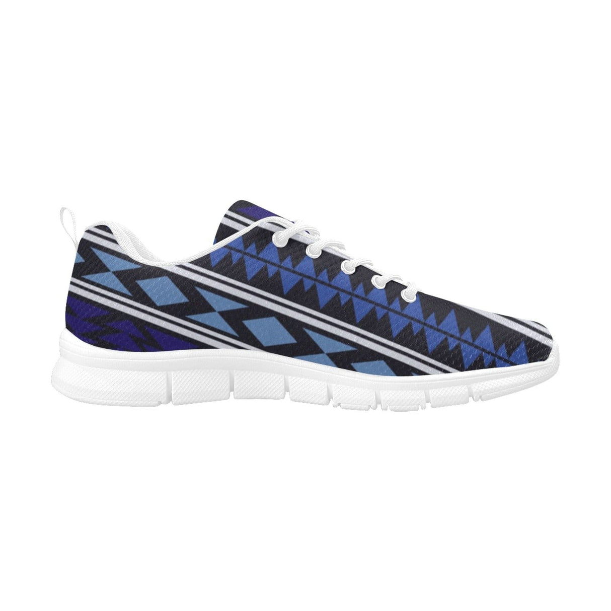 Womens Sneakers, Blue Aztec Print Running Shoes by inQue.Style