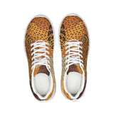 Womens Sneakers - Canvas Running Shoes, Brown and Yellow Print by inQue.Style