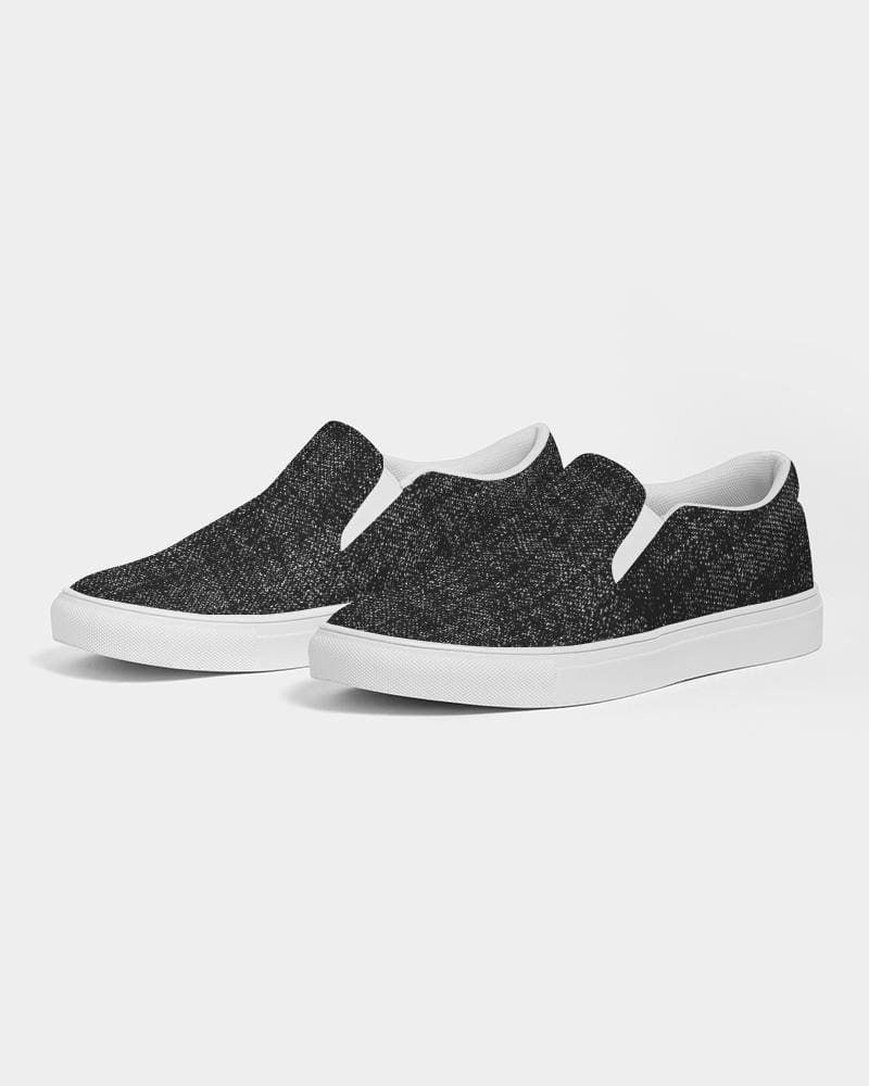 Womens Sneakers - Canvas Slip on Shoes, Black Faded Print by inQue.Style