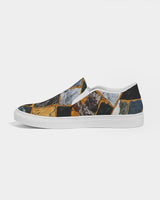 Womens Sneakers - Canvas Slip on Shoes, Black Mosaic Print by inQue.Style