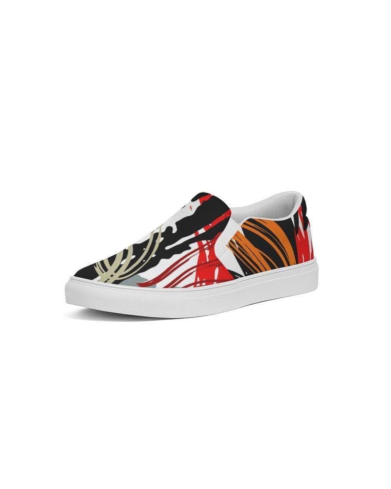 Womens Sneakers - Canvas Slip on Shoes, Multicolor Circular Print by inQue.Style