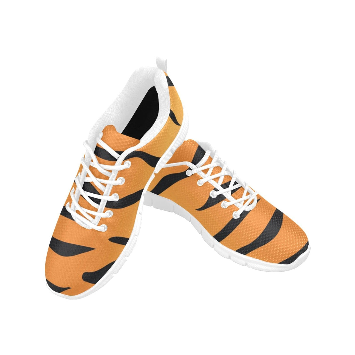 Womens Sneakers, Orange and Black Tiger Striped Running Shoes by inQue.Style