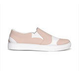 Womens Sneakers, Peach & White Low Top Slip-on Canvas Shoes by inQue.Style