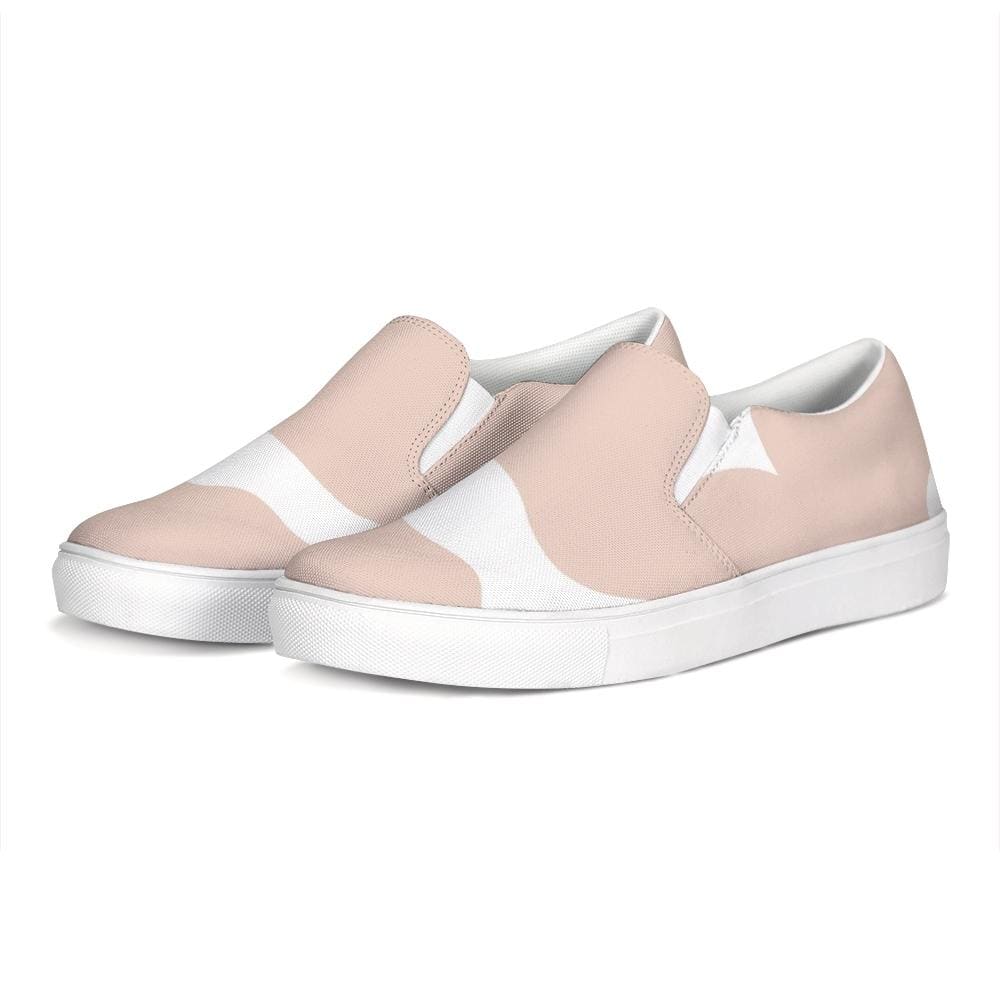 Womens Sneakers, Peach & White Low Top Slip-on Canvas Shoes by inQue.Style