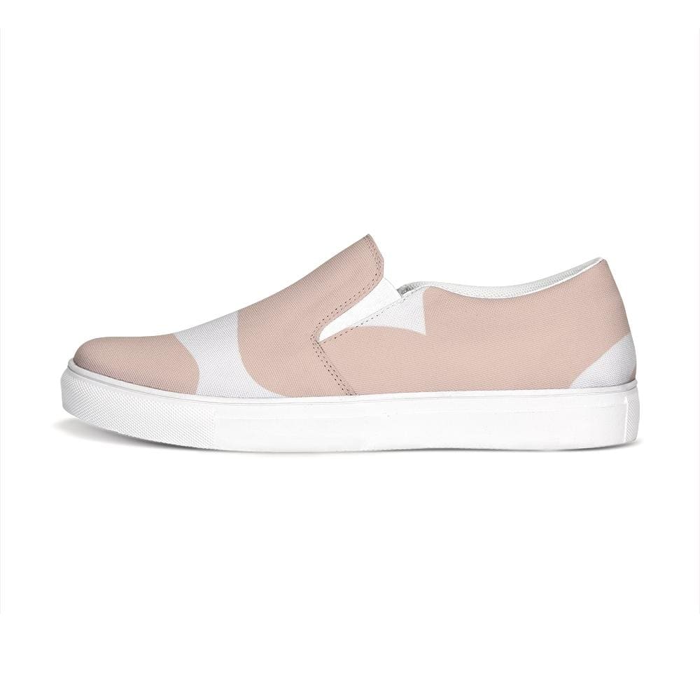 Womens Sneakers, Peach & White Low Top Slip-on Canvas Shoes by inQue.Style