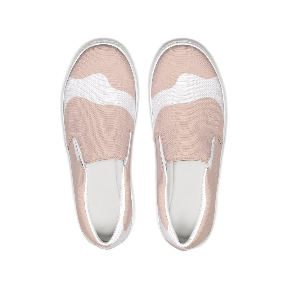 Womens Sneakers, Peach & White Low Top Slip-on Canvas Shoes by inQue.Style