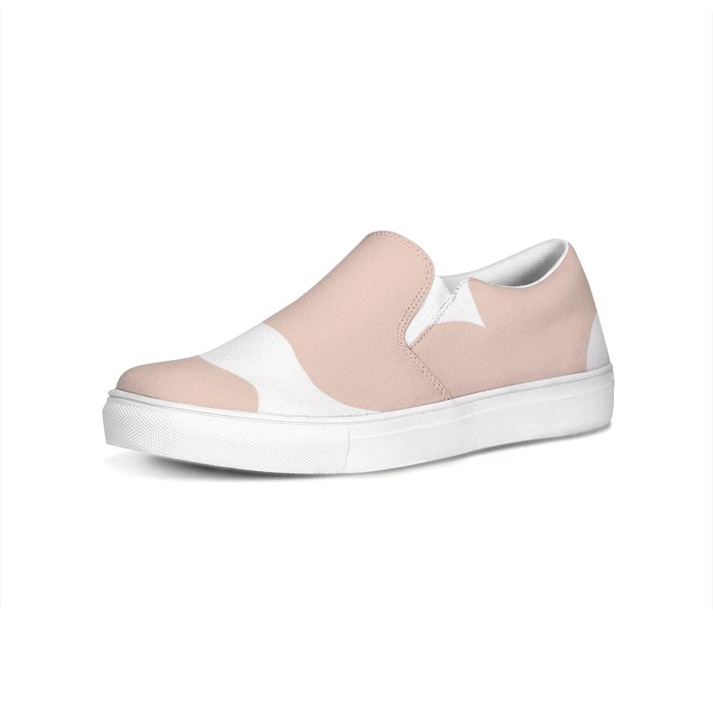 Womens Sneakers, Peach & White Low Top Slip-on Canvas Shoes by inQue.Style