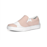 Womens Sneakers, Peach & White Low Top Slip-on Canvas Shoes by inQue.Style