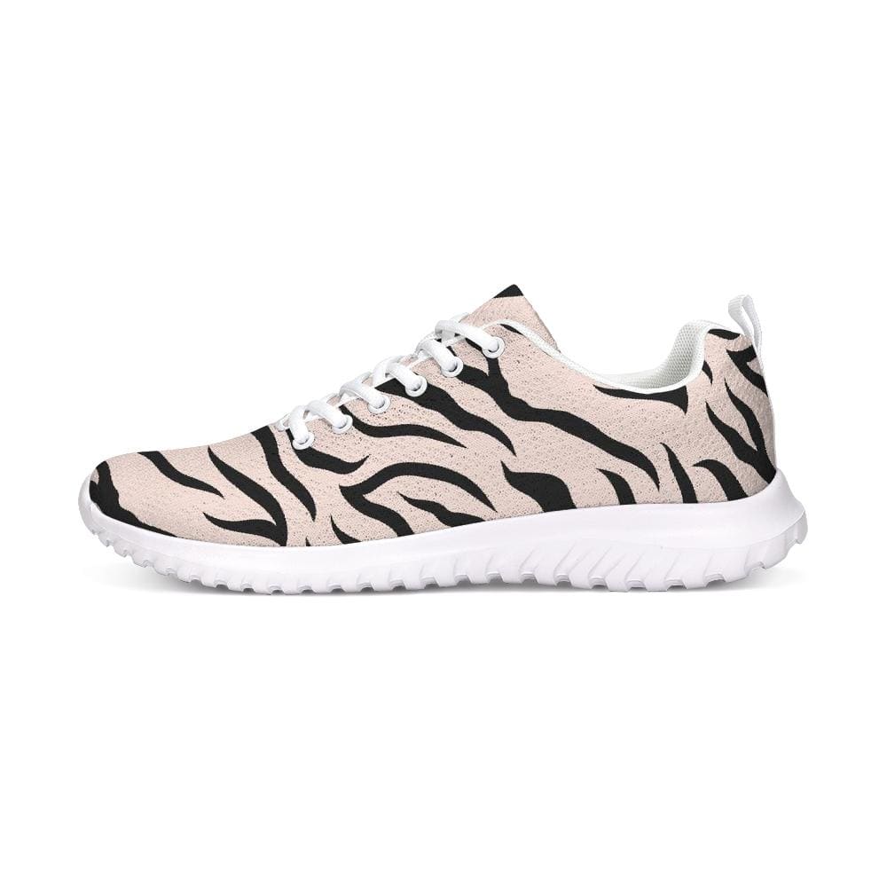 Womens Sneakers - Pink and Black Zebra Stripe Canvas Sports Shoes / Running by inQue.Style