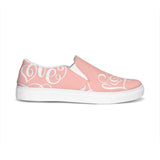 Womens Sneakers - Pink and White Love Print Low Top Slip-on Canvas Shoes by inQue.Style