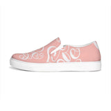 Womens Sneakers - Pink and White Love Print Low Top Slip-on Canvas Shoes by inQue.Style