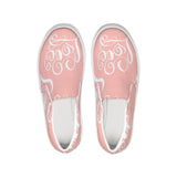 Womens Sneakers - Pink and White Love Print Low Top Slip-on Canvas Shoes by inQue.Style