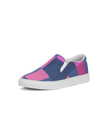 Womens Sneakers - Pink & Blue Geometric Print Slip-on Canvas Shoes by inQue.Style