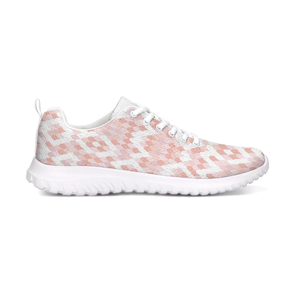 Womens Sneakers, Pink & White Low Top Canvas Running Shoes by inQue.Style