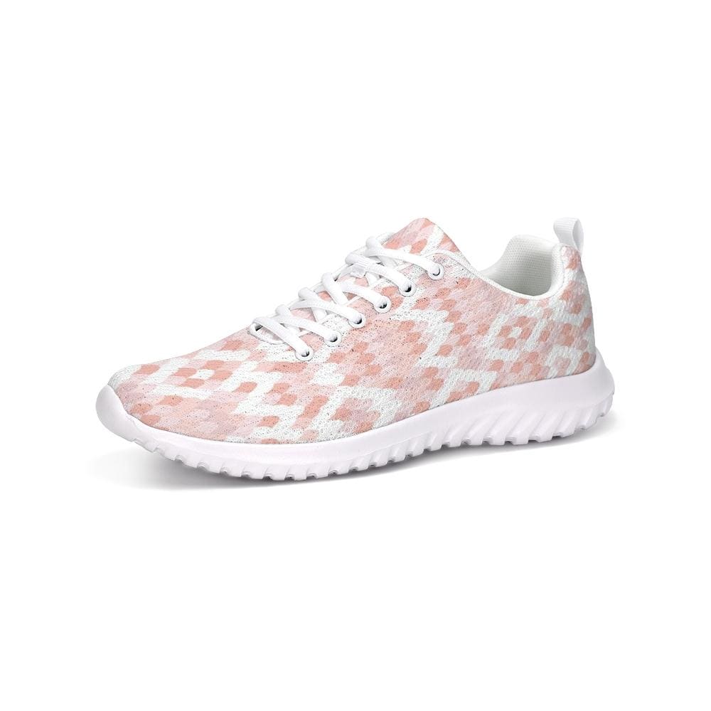 Womens Sneakers, Pink & White Low Top Canvas Running Shoes by inQue.Style