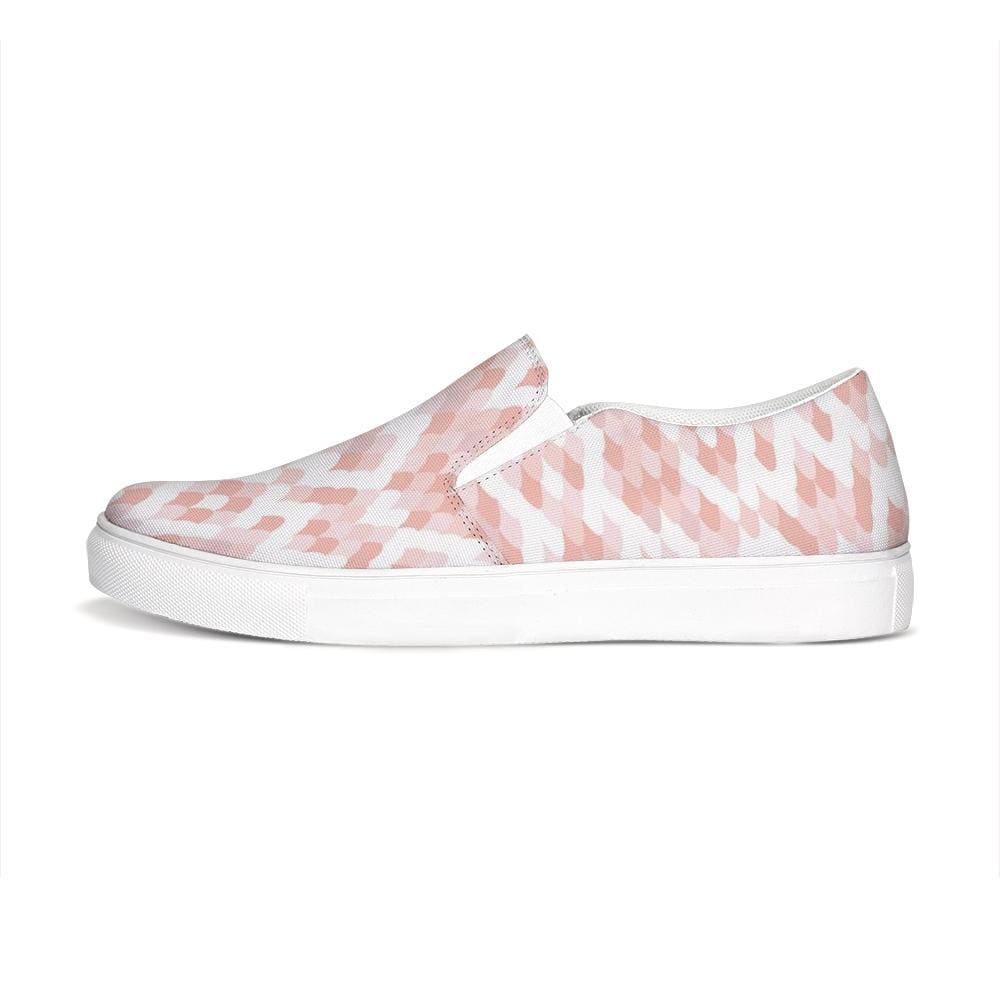 Womens Sneakers - Pink & White Low Top Slip-on Canva Shoes by inQue.Style