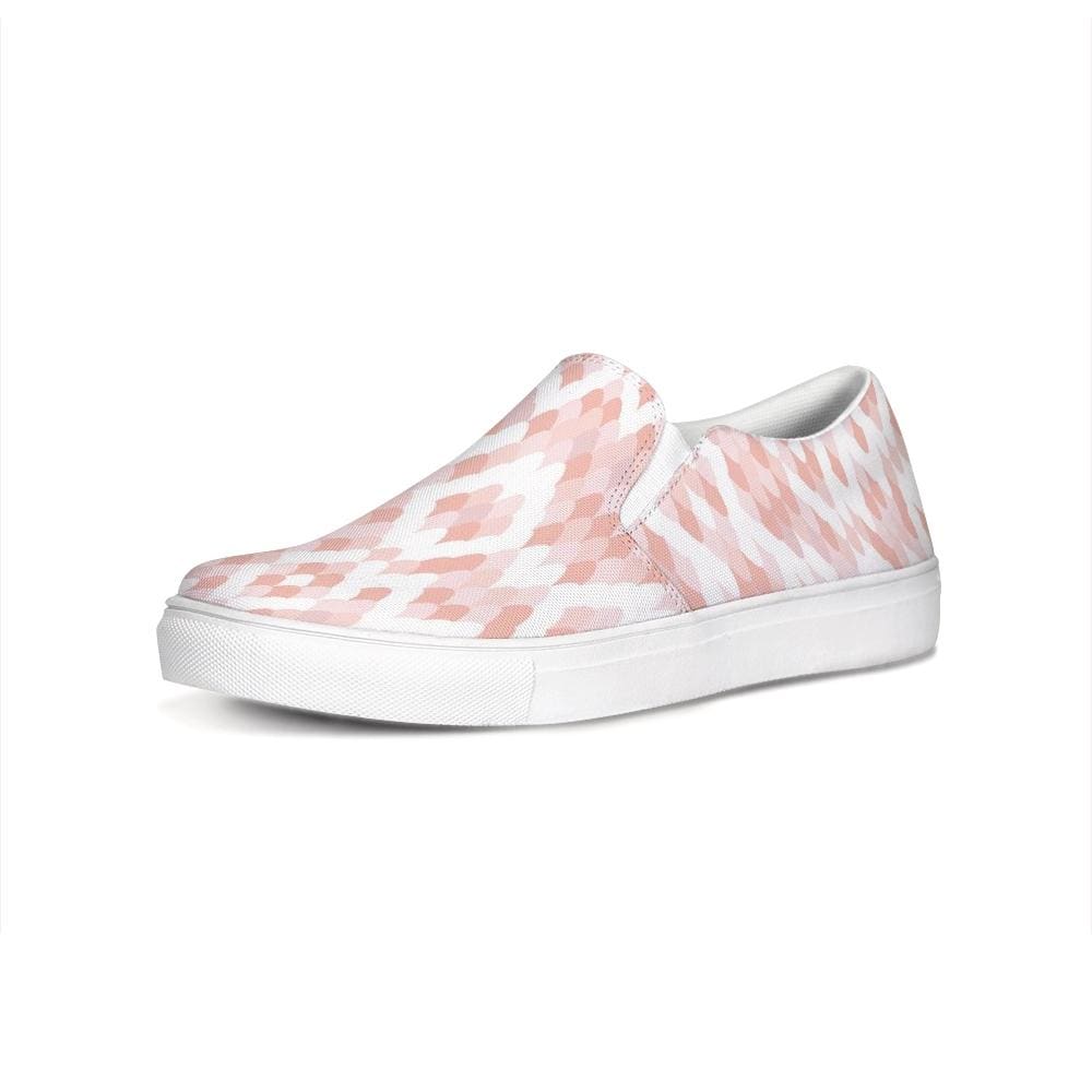 Womens Sneakers - Pink & White Low Top Slip-on Canva Shoes by inQue.Style