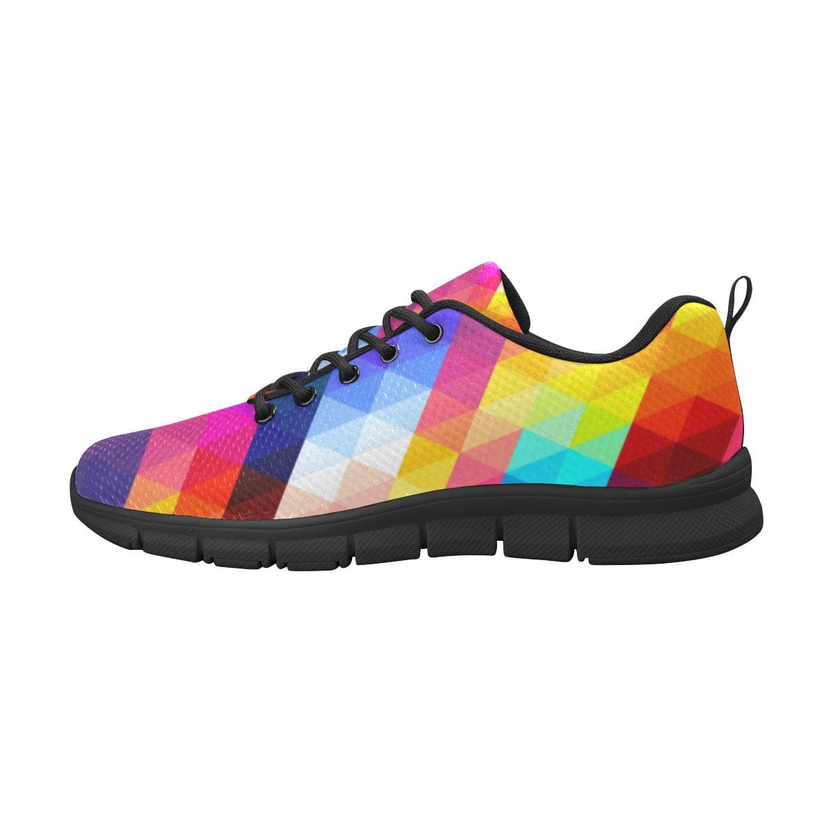 Womens Sneakers, Rainbow Geometric Print Running Shoes by inQue.Style