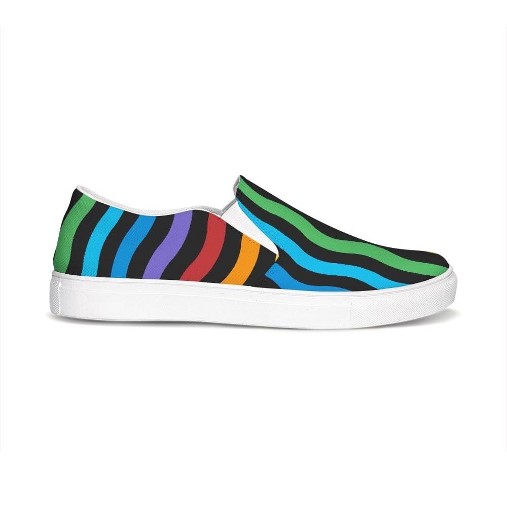 Womens Sneakers - Rainbow Stripe Style Canvas Sports Shoes / Slip-on by inQue.Style