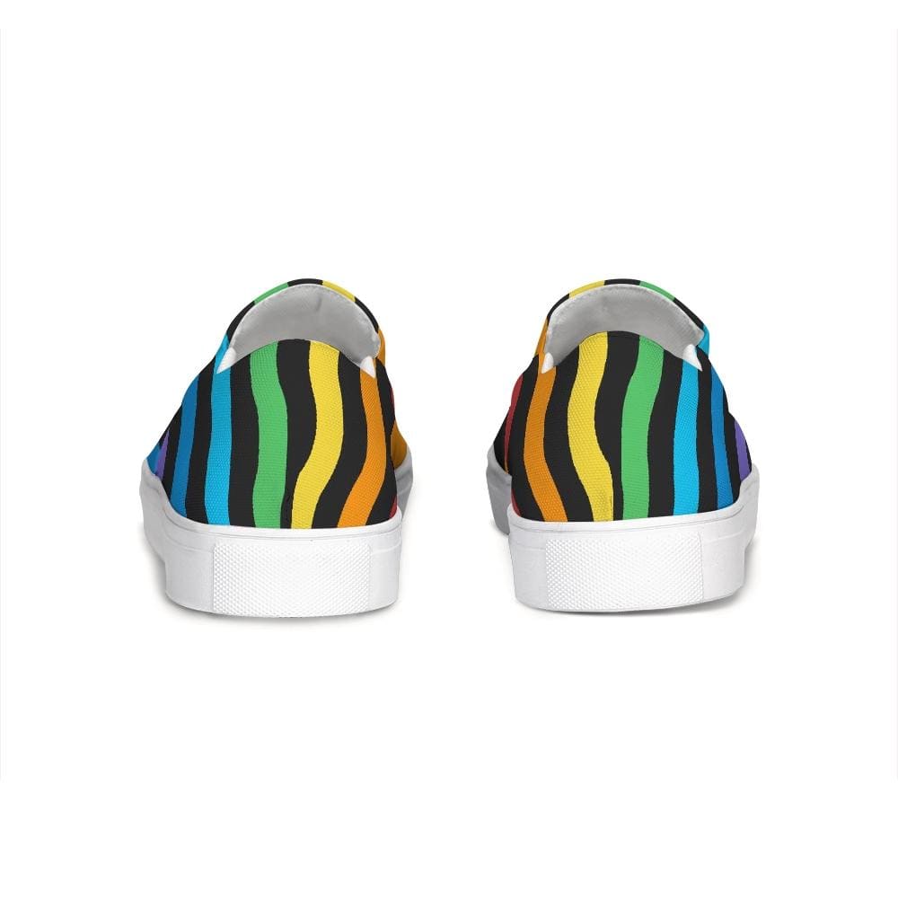 Womens Sneakers - Rainbow Stripe Style Canvas Sports Shoes / Slip-on by inQue.Style