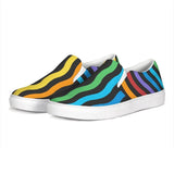 Womens Sneakers - Rainbow Stripe Style Canvas Sports Shoes / Slip-on by inQue.Style