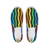 Womens Sneakers - Rainbow Stripe Style Canvas Sports Shoes / Slip-on by inQue.Style