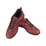 Womens Sneakers, Red Plaid Running Shoes by inQue.Style