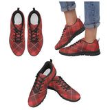 Womens Sneakers, Red Plaid Running Shoes by inQue.Style