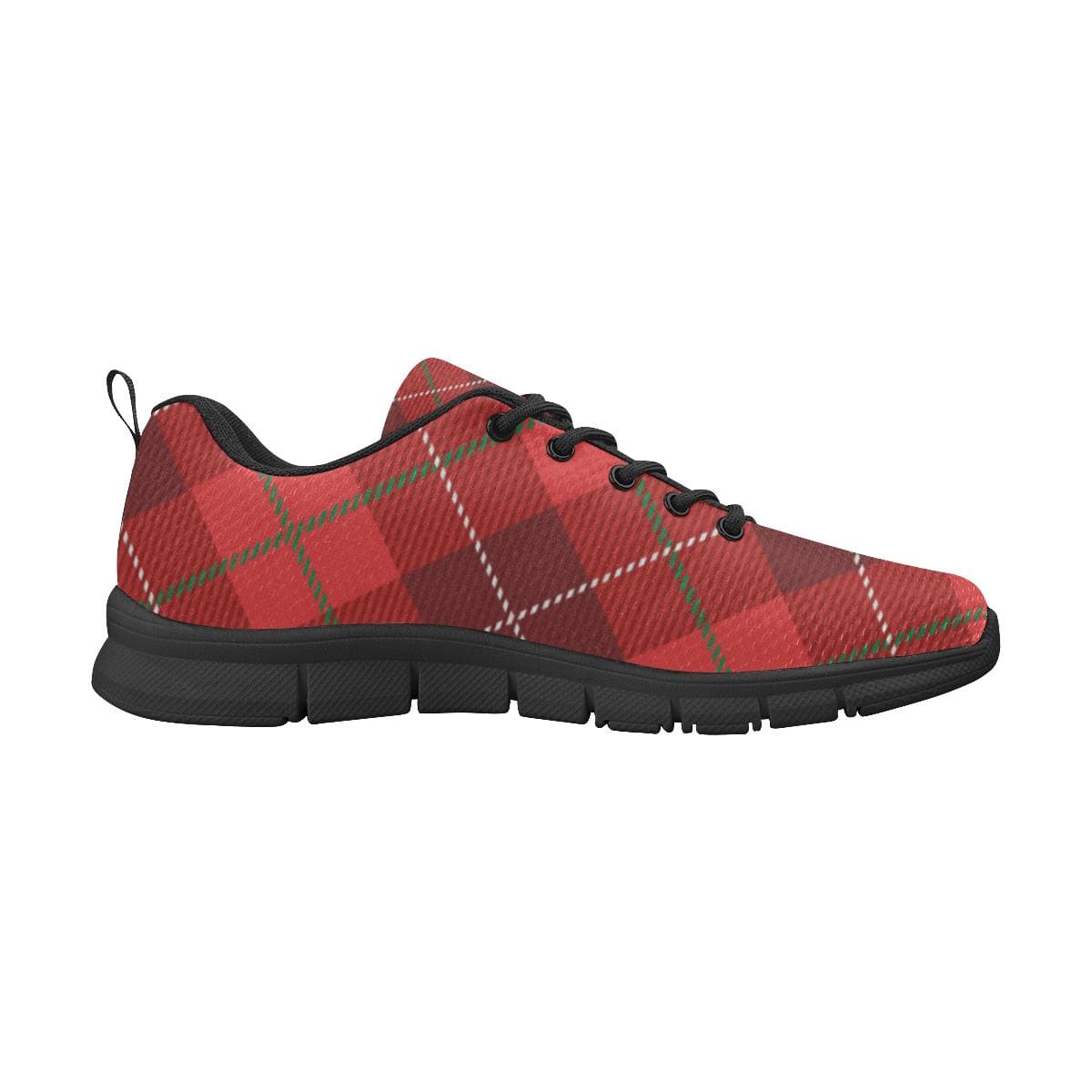 Womens Sneakers, Red Plaid Running Shoes by inQue.Style