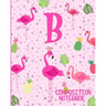 Composition Notebook B: Pink Flamingo Initial B Composition Wide Ruled Notebook