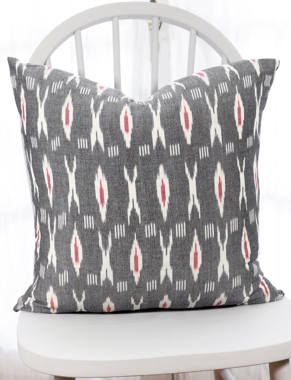 XO Grey & Red Throw Pillow Cover by Passion Lilie