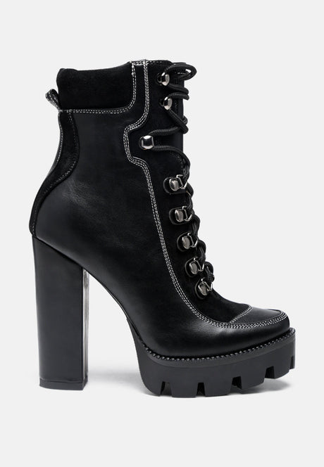 yeti high heel lace up biker boots by London Rag